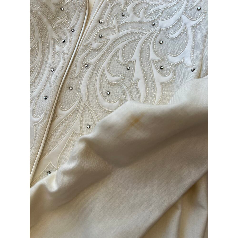 VTG Nolan Miller 3 Pc Skirt Suit White Western Blazer Rayon Linen Size 10 SG - Picture 15 of 16